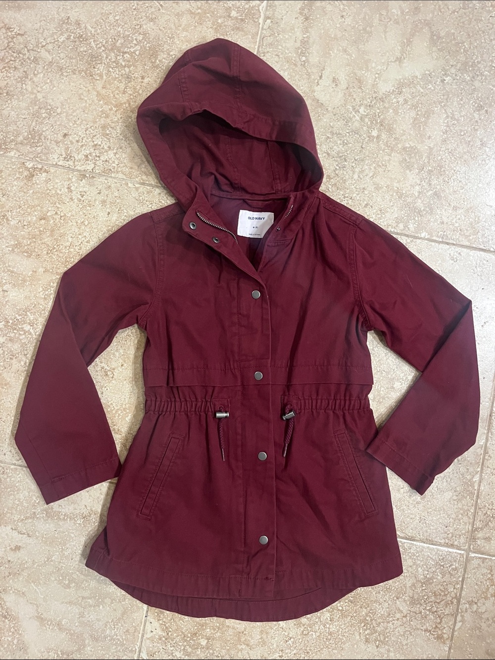Old Navy Girls' Hooded Raincoat - Burgandy